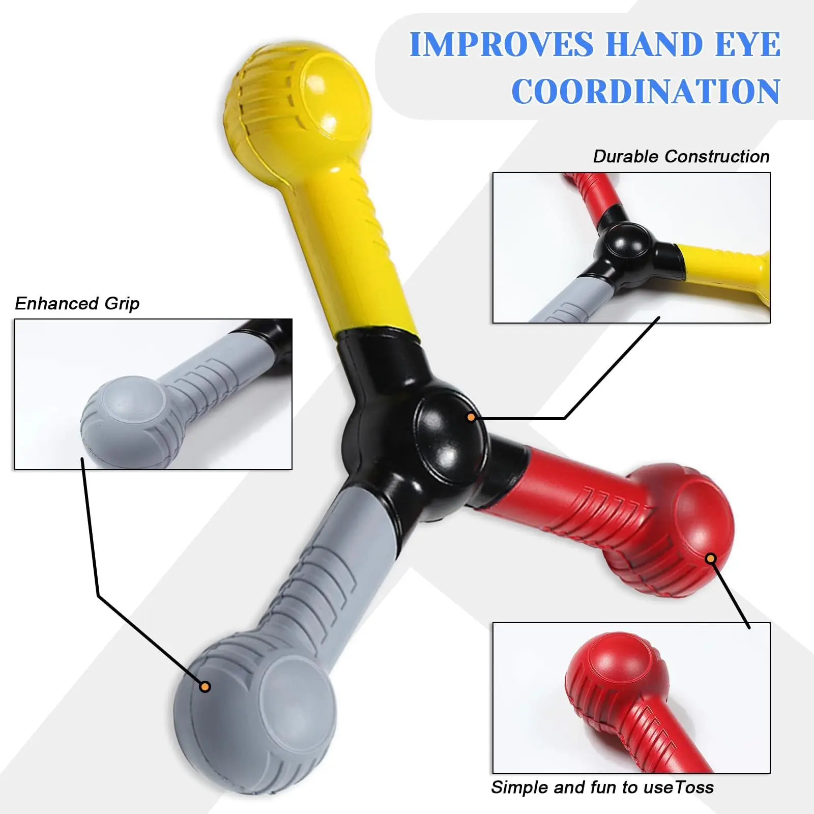 5 PCs Reaction Speed Training Tools Kit Hand Eye Coordination Stick, 4 Rubber Reaction Balls, Improve Reflex, Agility and Foc