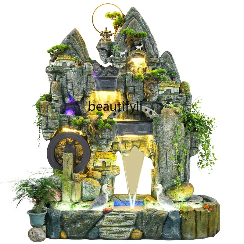 Floor Artificial Mountain and Fountain Company Front Desk Landscape Villa Opening and Housewarming Landscaping Decoration