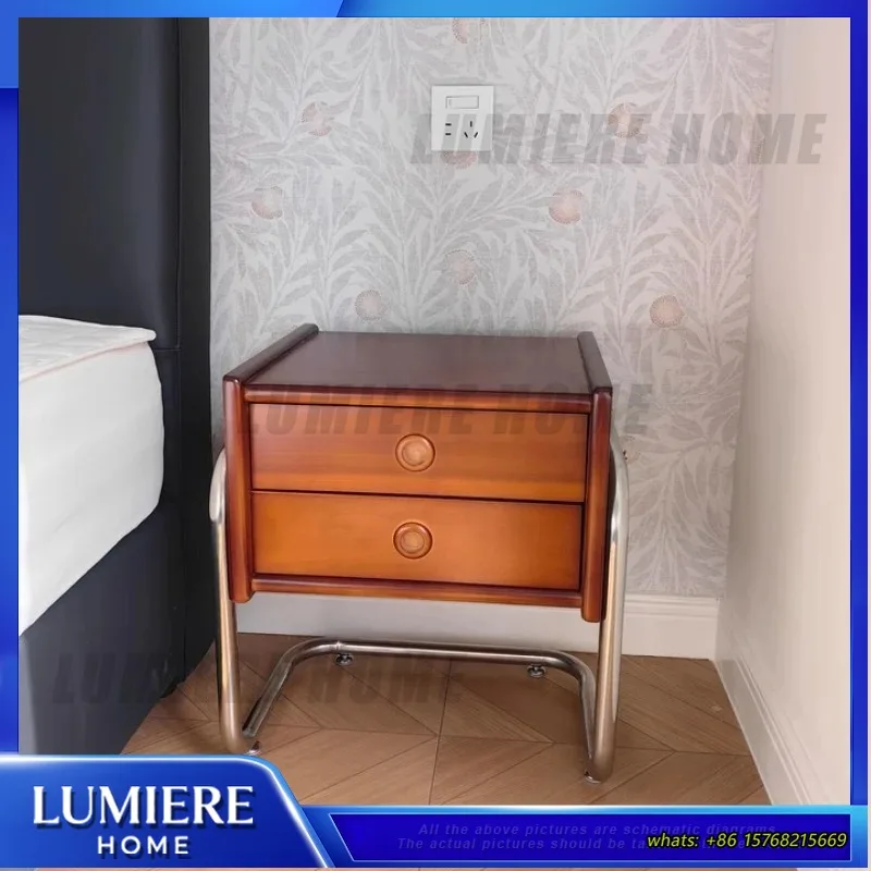 

Mid Century Modern Nightstand Solid Wood Bedside Table Vintage Storage Drawer Small Space Organizer Cabinet