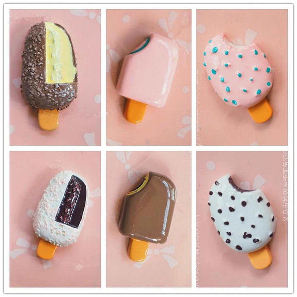 Ice cream001 5pcs Cone Refrigerator Sticker Accessories DIY Cute Cream Phone Case Resin Jewelry Accessories