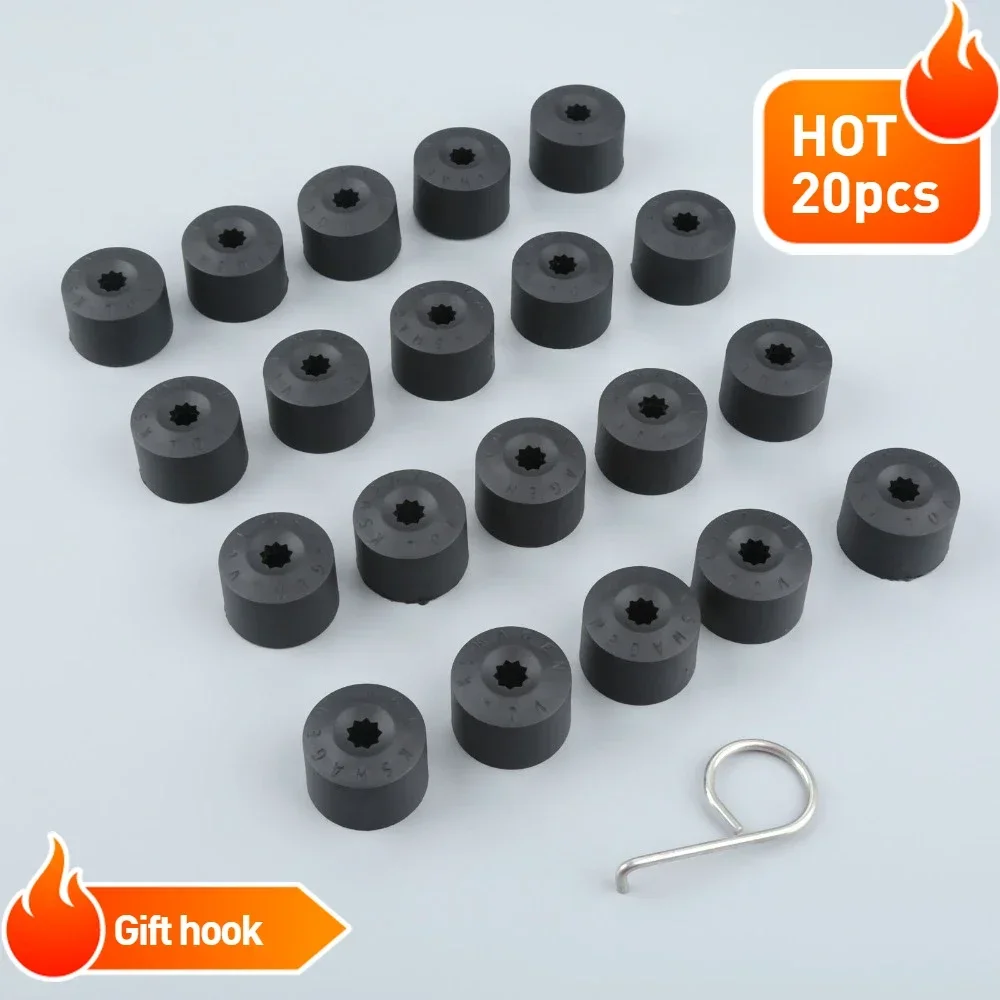 A Set Tire Bolts Decoration Black Anti-Theft Screw Caps 17mm Nuts Wheel Cover For Volkswagen Golf Mk4 External Accessories Bolts