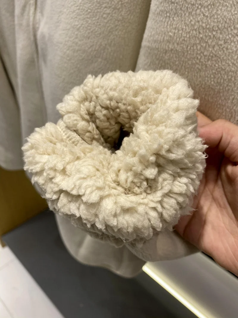 

Double Layer Faux eepskin Velvet Zipper Closure Stand Collar Cardigan Outerwear for Men Warm Thiened Autumn Winter Jaet