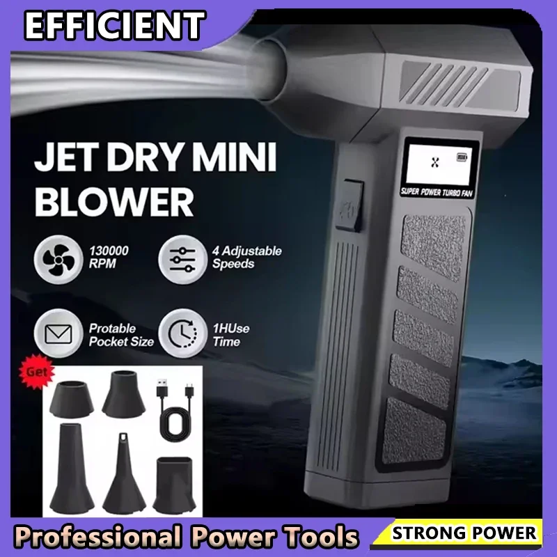 Wireless 990000RPM Hurricane Dust Blower High-Speed Adjustable Turbo Jet Fan Compressed Air Duster for Deep Cleaning