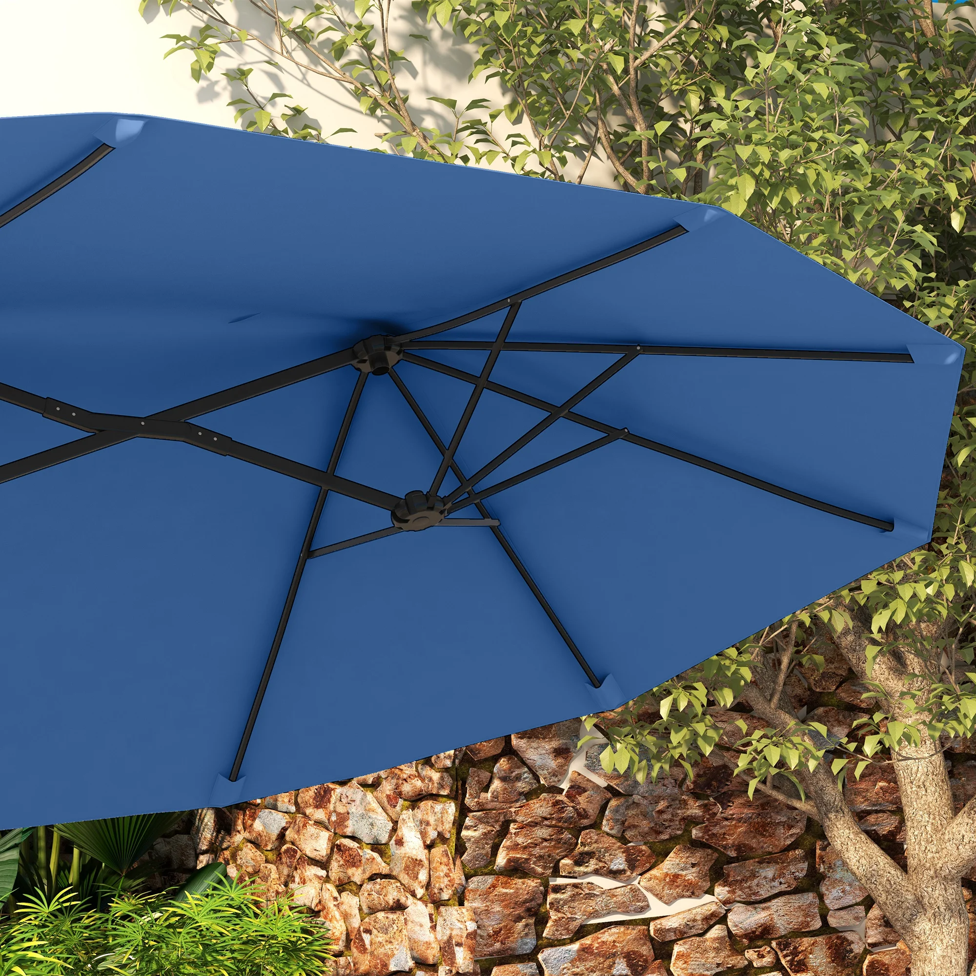 Do You Like to Read in Nature? Do You Enjoy Picnics in the Summer Breeze? Have a Long Dining Table for an Umbrella, but an Umbrella Doesn'T Fit? Say Goodbye to Sunburn This Summer with Outsunny. This Large Outdoor Umbrella Offers You Ample Shade from Uv Rays at a - view 8