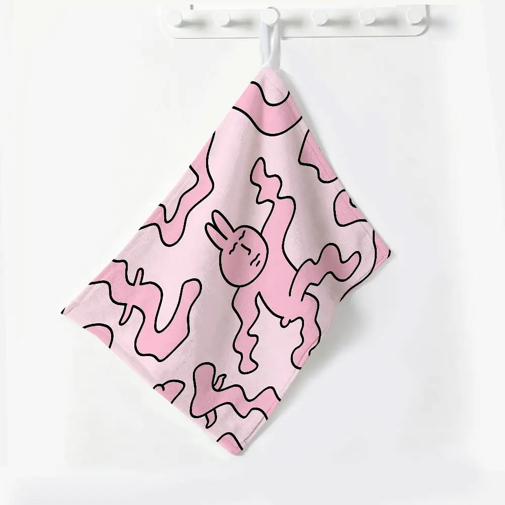 Himari Myfriend Pink Rabbit Thickened Polyester Cotton Hanging Towel, High Absorbent Hand Wiping Towel for Indoor Use