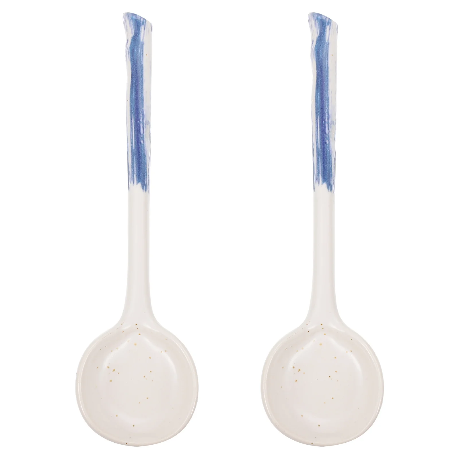 

2 шт., керамические ложки для супа в японском стиле, кухонная посуда с прямой ручкой, удобная ложка для еды для риса