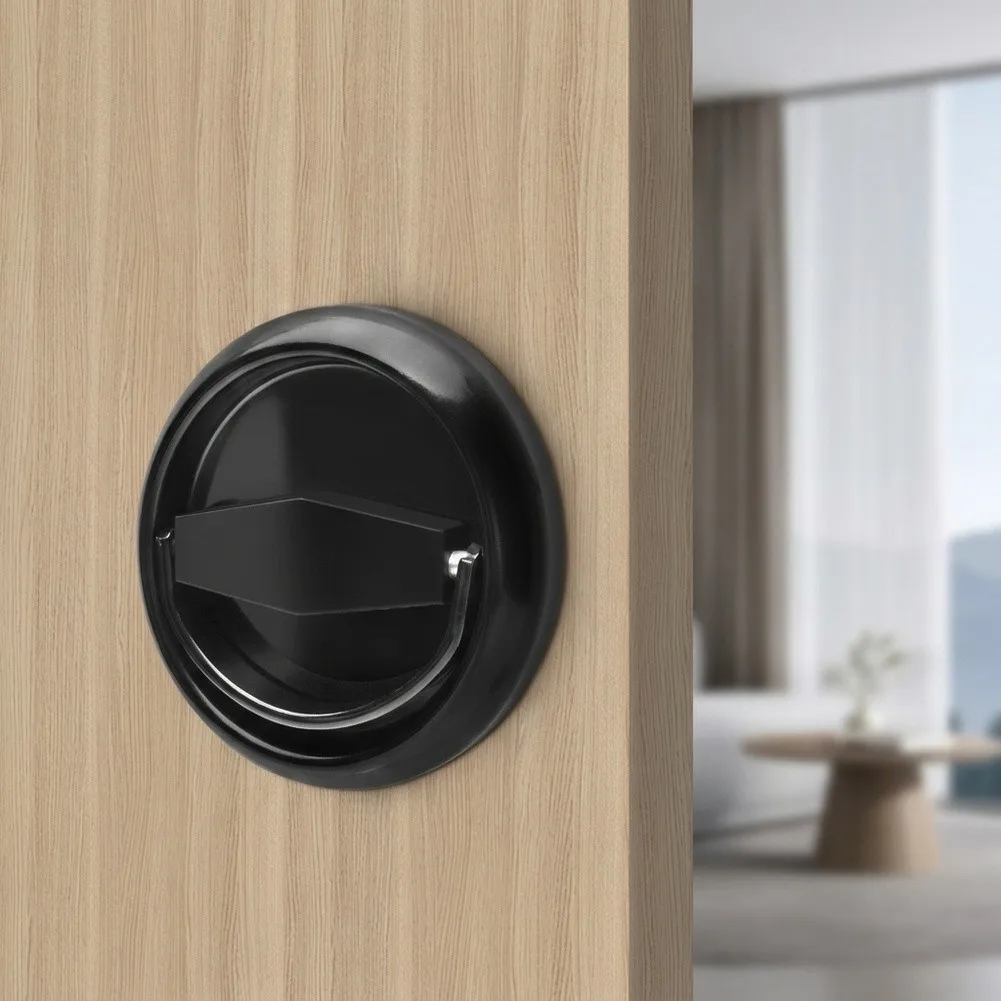 Pocket Door for Lock Kit with 2 Black Flush Handles 1 Privacy Lock Body 1 Strike Plate and Full Hardware Set for DIY Setup
