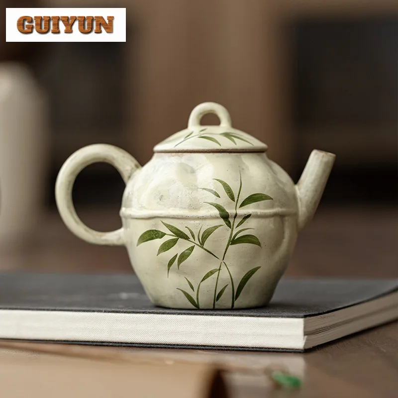 

125ml Hand-painted Bamboo Teapot Handmade Tea Infuser Pot Tea Brewing Kettle With Ball Hole Tea Items Accessories Collection