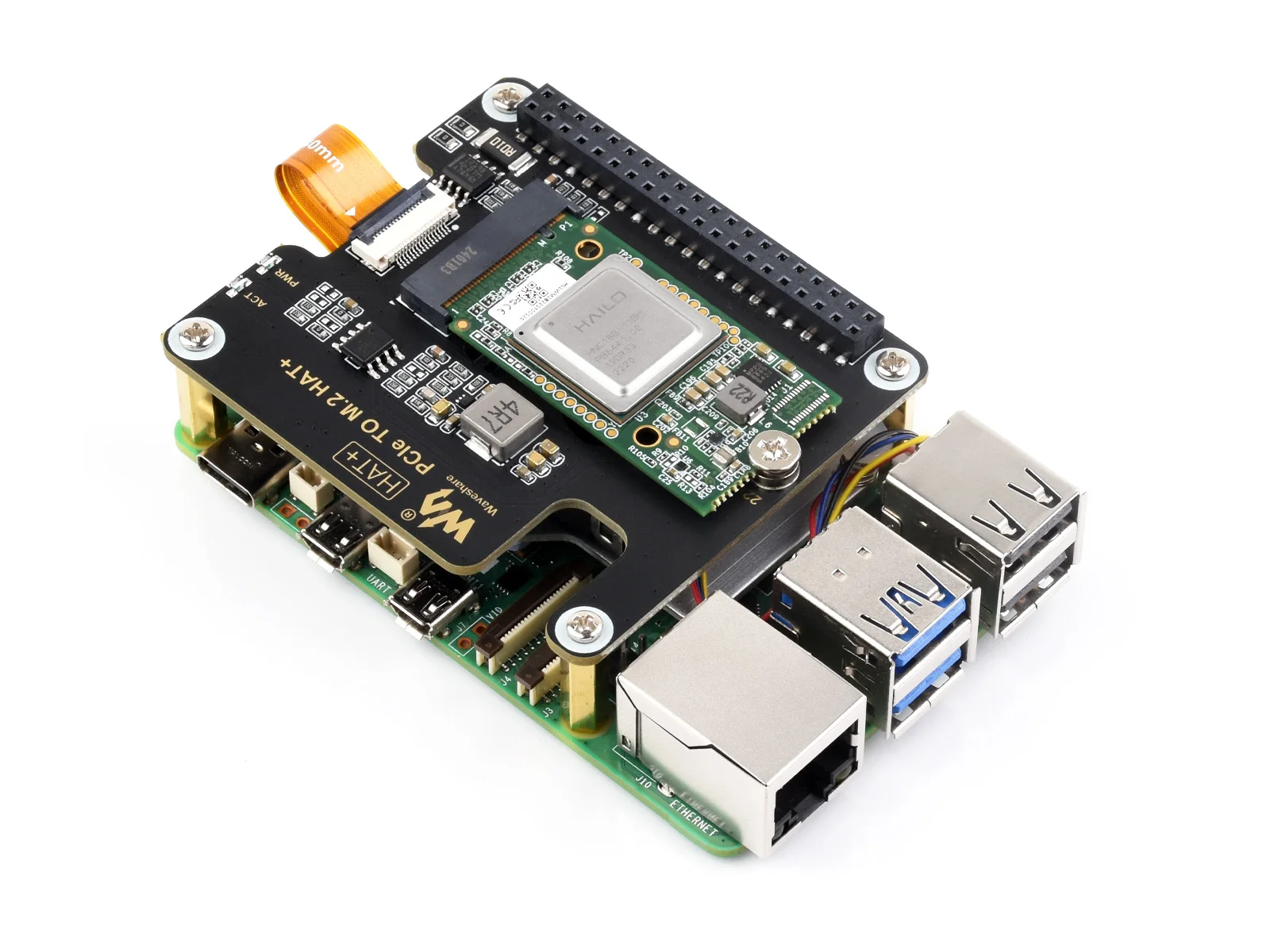 

Hailo-8 M.2 AI Accelerator Module, 26TOPS Hailo-8 AI Processor Optional For PCIe To M.2 Adapter Board, For Raspberry Pi 5