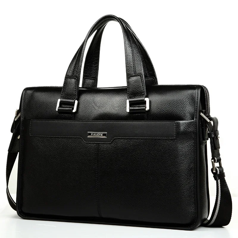 Luxo 100% vaca genuíno couro real negócios maleta masculina bolsa de ombro masculino saco do mensageiro marca tote computador bolsa