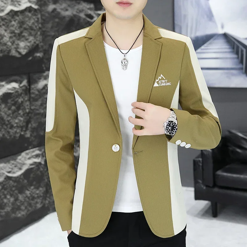 

High Quality 2024 New Men's Korean Version of Fashion Handsome Business Casual Slim-fit Banquet Boutique Suit Jacket M-4XL