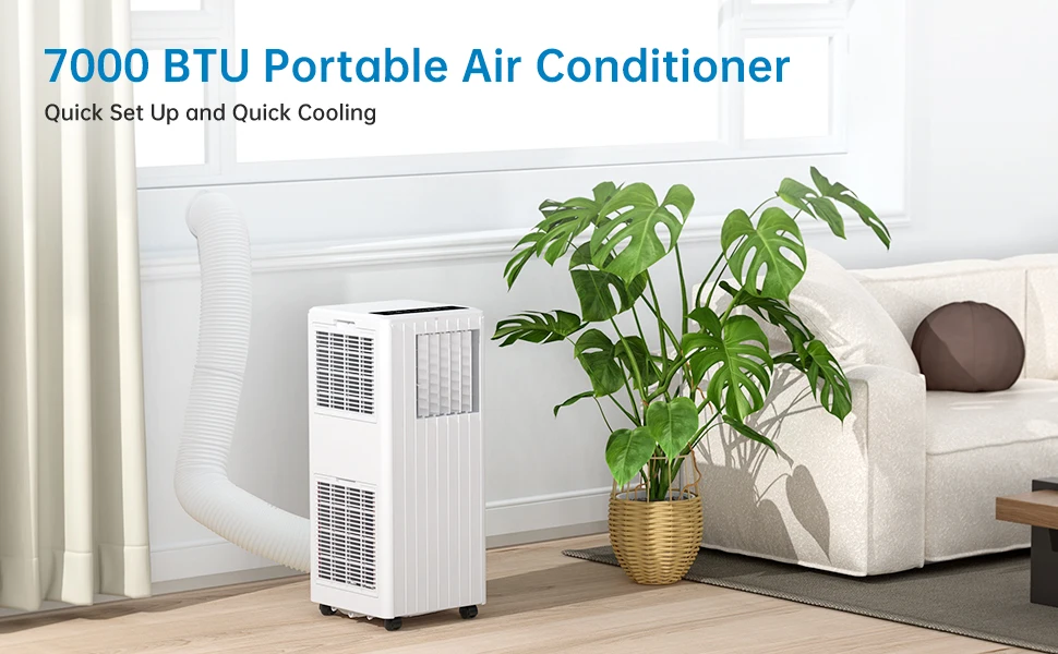 Air Conditioners 7000BTU 3 In1 Portable Air Conditioner Dehumidifier 42L/Day Cooler Fan With 2 Speeds Digital Display & Remote C