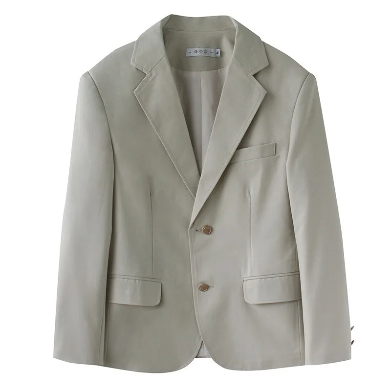 Women Men Casual Blazer Long Sleeve School Uniform Coat Work Office JK 2 Buttons Blazer Jacket Suit with Pockets