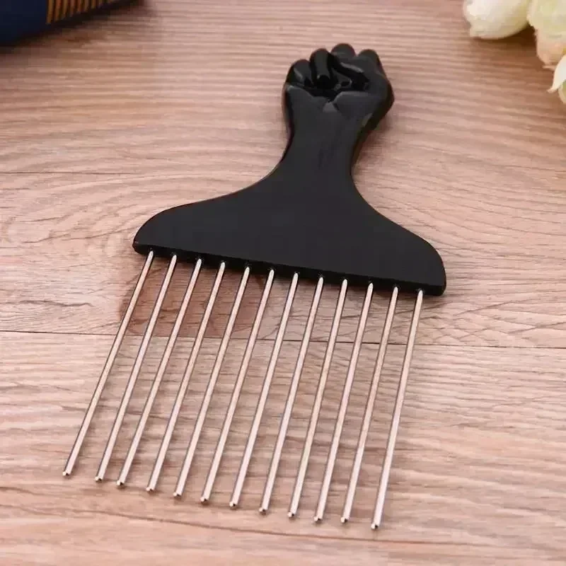 1 Piece Afro Fork Comb Stainless Steel Wide Teeth Hairdressing Brush Metal Pins Pick Hair Styling Tools Insert Curly Hair Comb