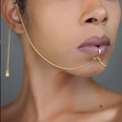 Stonefans Empress Lip Cuff Chain No Piercing Tribal Fashion Sexy Rave Club Beach Metal Fake Lip Ring Body Jewelry Unique Gifts