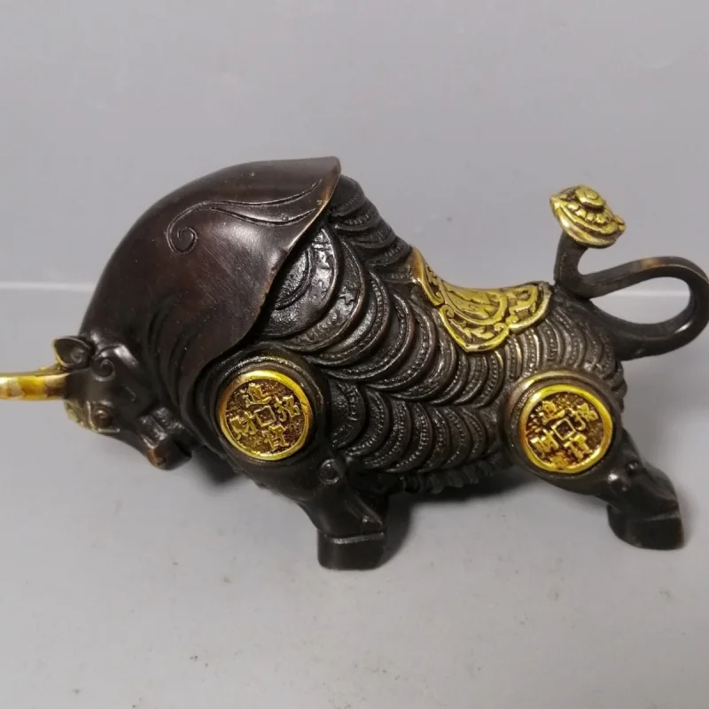 

Премиальное медное позолоченное денежное украшение в виде быка для богатства и процветания, позолоченное украшение в виде быка, украшение для дома, фэн-шу