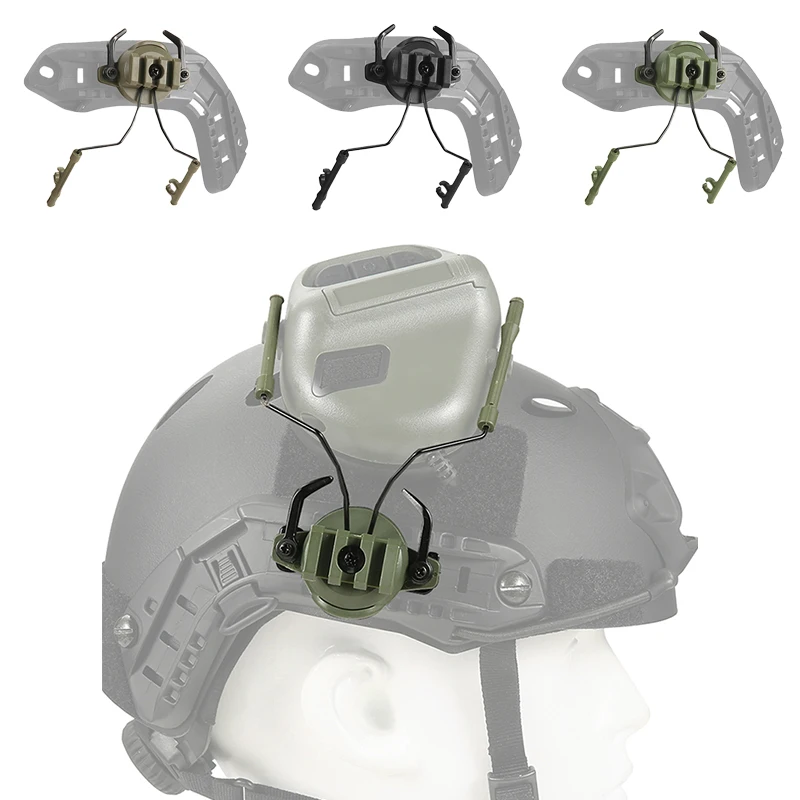Army Tactical Headset Holder Fast Helmet Rail Suspension Bracket Hunting Shooting Headset Bracket Helmet Rail Adapter Set