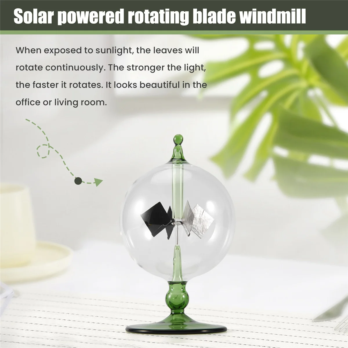 

A06K Green Solar Power Radiometer Crookes Solar Energy Spinning Vanes Windmill Gift Home Desk Decoration