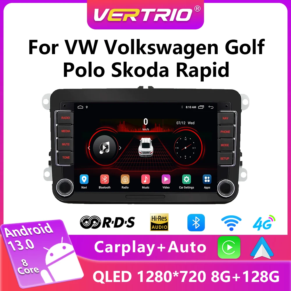 

Android 13 For VW Volkswagen Golf Polo Skoda Rapid Octavia Radio Tiguan Passat b7 Jetta 2 Din Auto Carplay GPS Radio128G