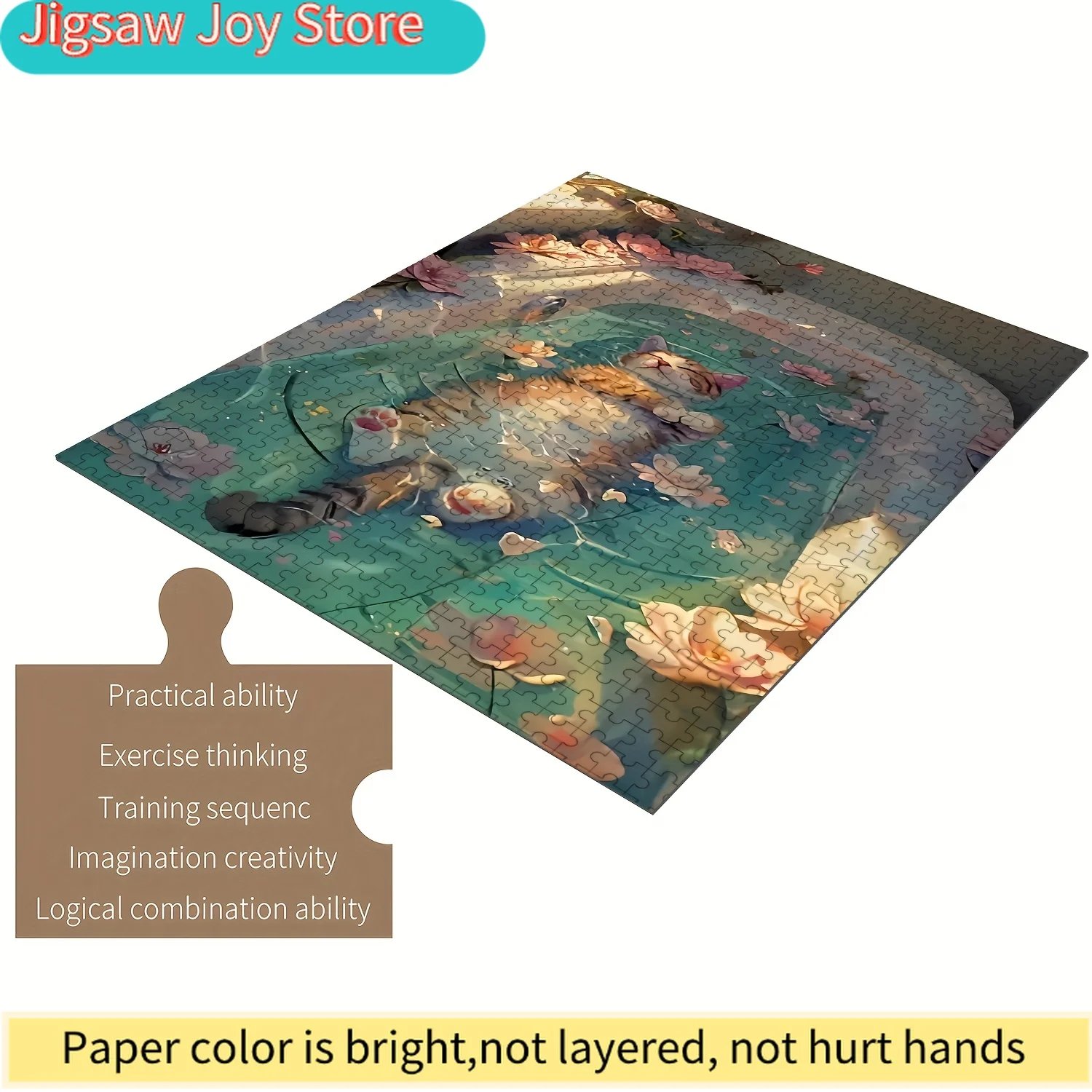 

Пазл с изображением милого кота в ванной комнате - яркий цветочный дизайн, устойчивый к царапинам, портативный и идеально подходит для всей семьи, для творчества и рукоделия.