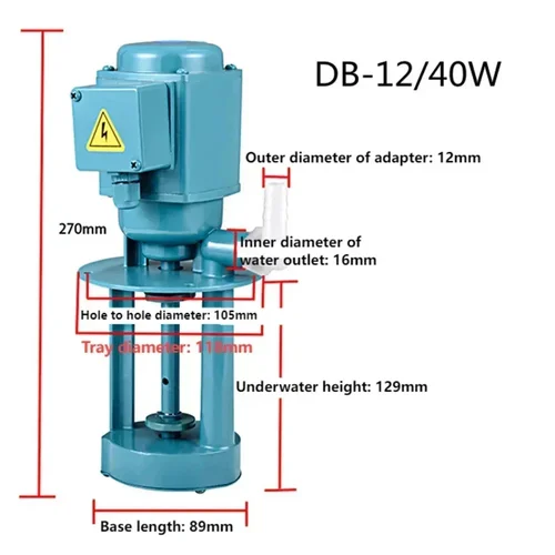 Imagen 2 del producto Bomba de enfriamiento de máquina herramienta de 12L/min, bomba de aceite de torno, bomba eléctrica de 220V, 380V, 40W para lavado, refrigeración media