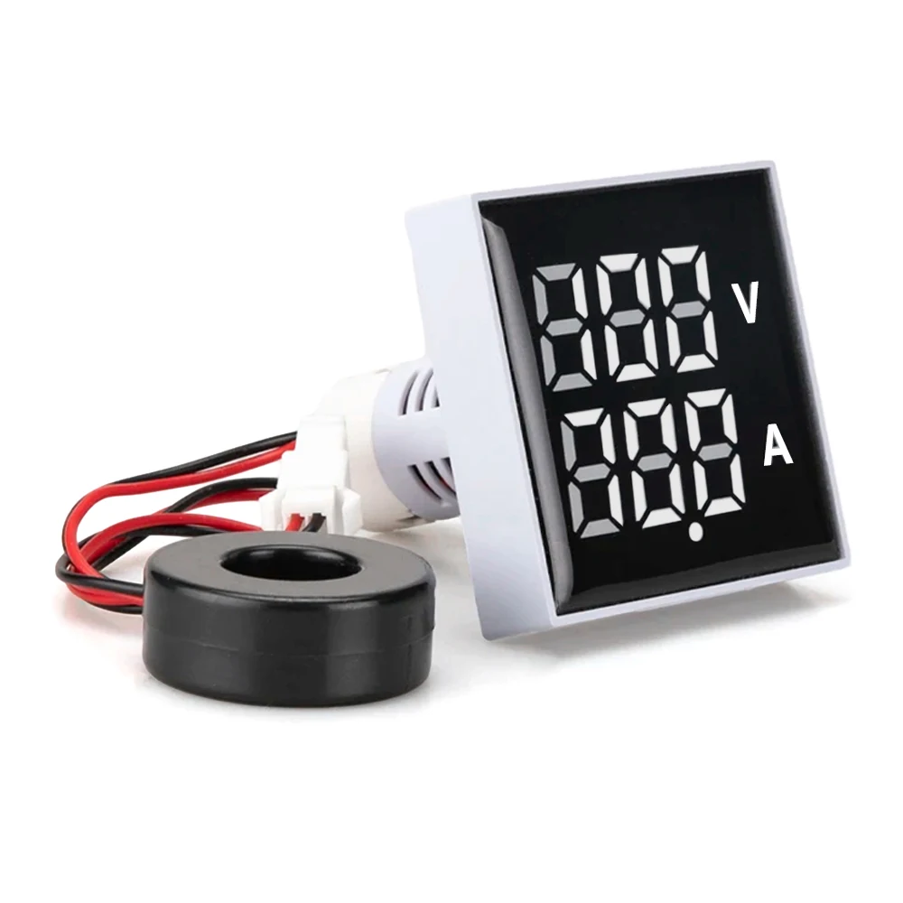 50MM  LED Dual Digital Display Voltage and Current Meter Voltmeter Ammeter 60-500V 0-100A AC Signal Indicator