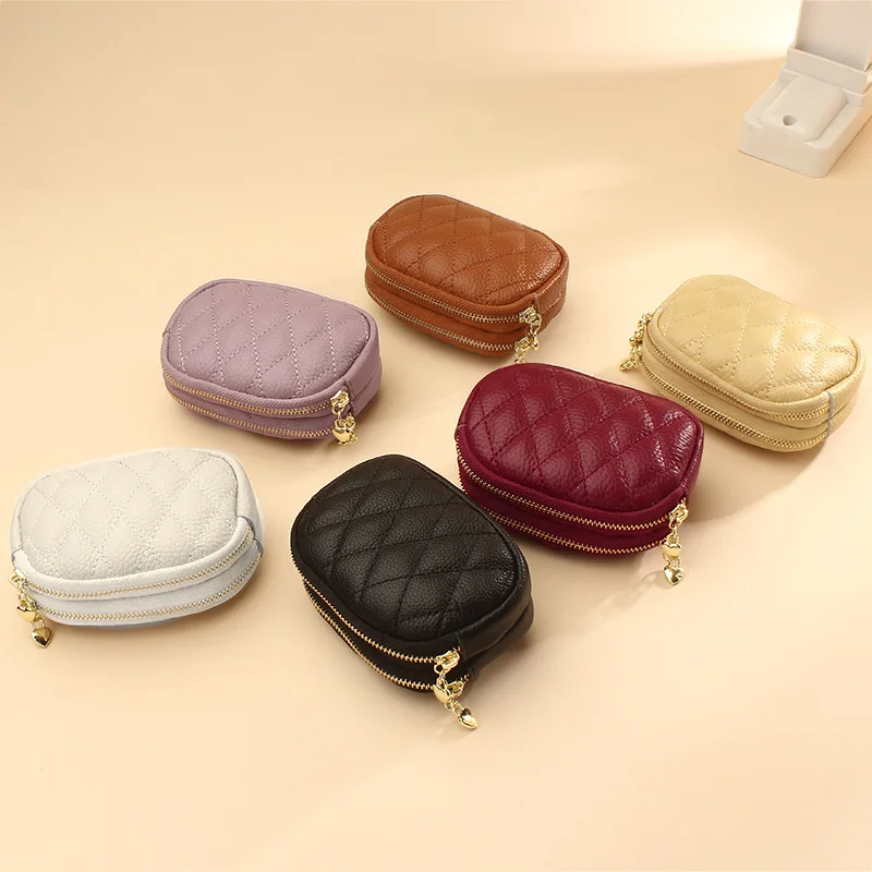 VIELINE Fashion Genuine Leather Women Short Wallet Functional Coin Purse Small Money Bags Double Zipper Coin wallet Multi Colors