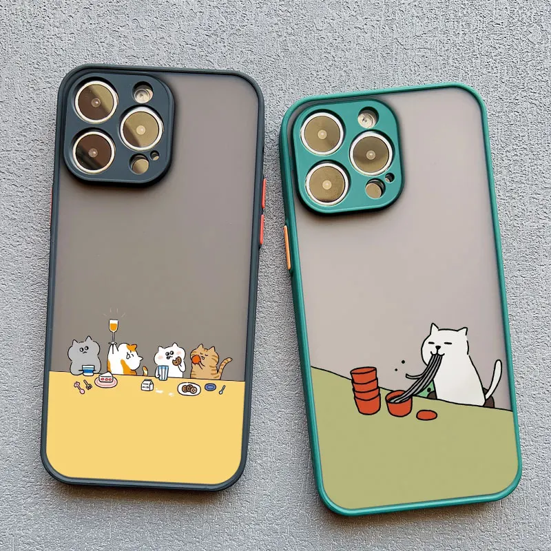Niedliche Cartoon-Katzen-Illustrations-Handyhülle für iPhone 17 16 15 Pro Max Hüllen iPhone 14 13 12 11 Pro Max Mini XS XR X 16 PlusCover – Detail 15