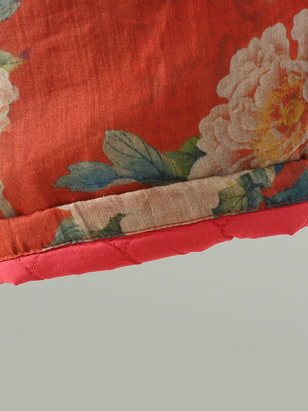 กางเกงขายาวผ้าฝ้ายพิมพ์ลายเรโทรสำหรับผู้หญิง สไตล์ลำลองสำหรับฤดูหนาว ทรงหลวม ตัดเย็บแบบแพทช์เวิร์ค ทรงตรง เอวกลาง