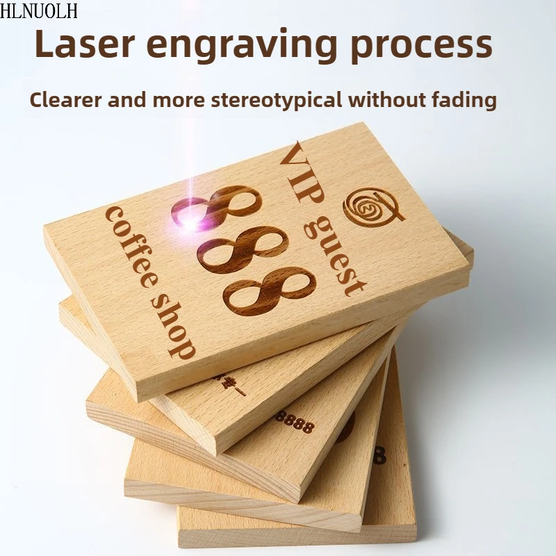 

Custom Solid Wood Sign Cafe Signage Hotel Restaurant Wood Sign Two-dimensional Barcode Holder Logo Laser Engraving Display Stand