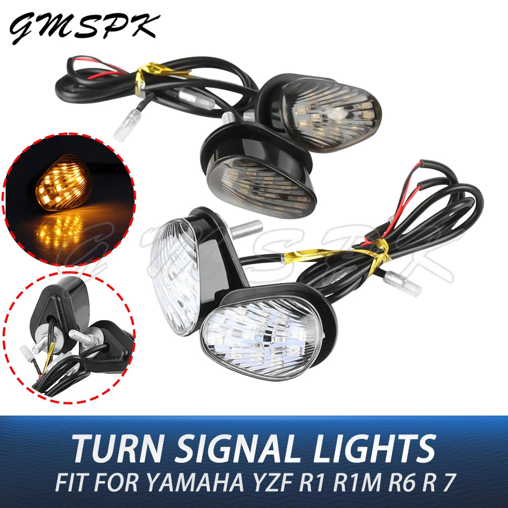 

2 шт. мотоциклетные светодиодные указатели поворота, мини-янтарная мигающая лампа, подходит для YAMAHA YZFR1 YZFR6 YZF R1 R1M R6 R7 YZF-R1M