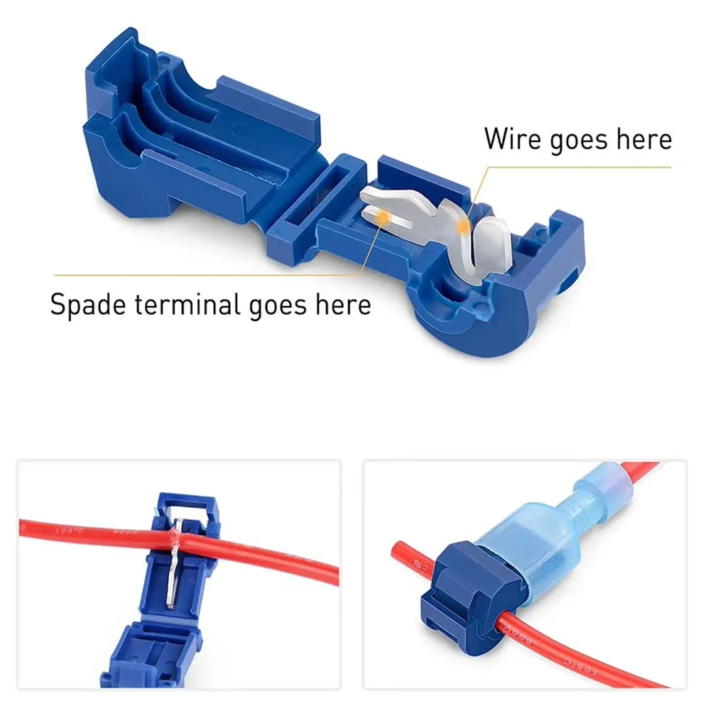 120 Pcs Quick Splice Wire Terminals T-Tap Electrical Connectors Kit for Motorcycle Car Wiring Harness Connection