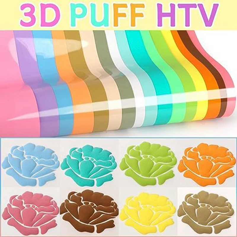 Puff Vinyl Heat Transfer- 3D Puff HTV Heat Transfer Vinyl 30 x25inch t-shirt in vinile Puffy Iron-On color pastello