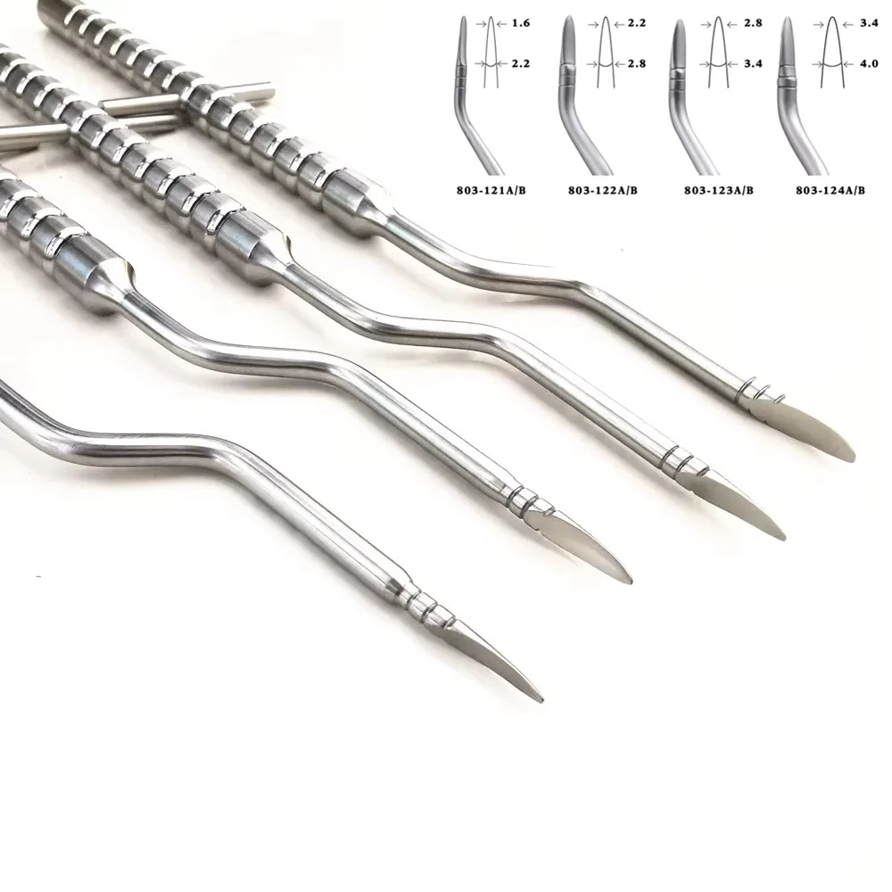 4 Piece Dental Implant Osteotome Instruments Dental Tooth Extraction Tool Maxillary Sinus Lift Bended Straight