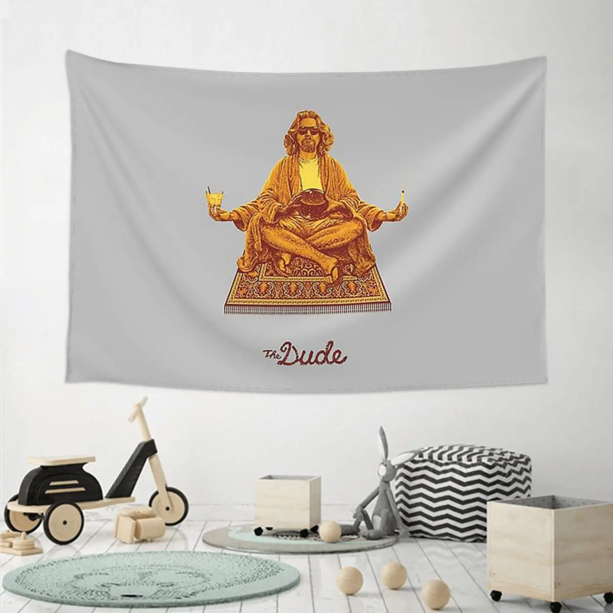The Dude Budha The Big Lebowski Tapestry Hippie Wall Hanging Aesthetic Home Decor Tapestries for Living Room Bedroom Dorm Room