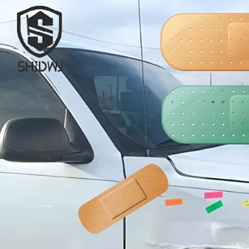 1Pcs Funny Band-Aids Car Sticker Bandage Bumper Stickers Truck RV Decals Dented Stickers Car Decoration Accessories Auto Interio