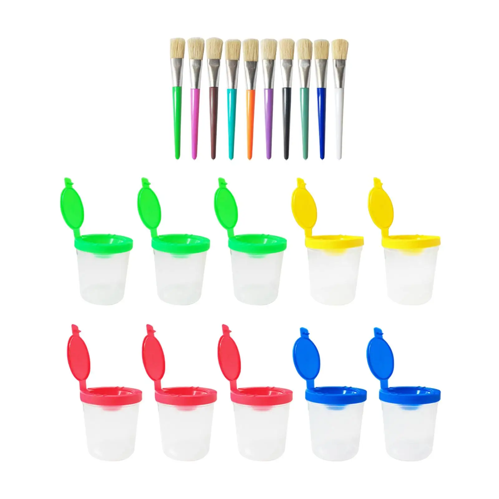 Watercolor Painting Brush Cup Set with Lids Washable Paint Containers Multicolor Plastic Art Supplies for Children DIY Craft