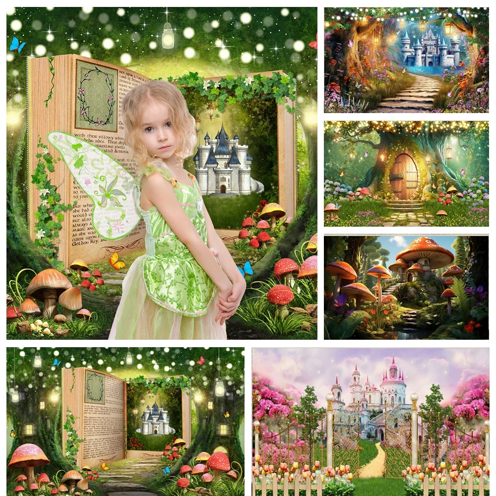

Dreamy Fairytale Forest Theme Cake Table Photography Background Children's Birthday Party Wall Decor Baby Shower Backdrops
