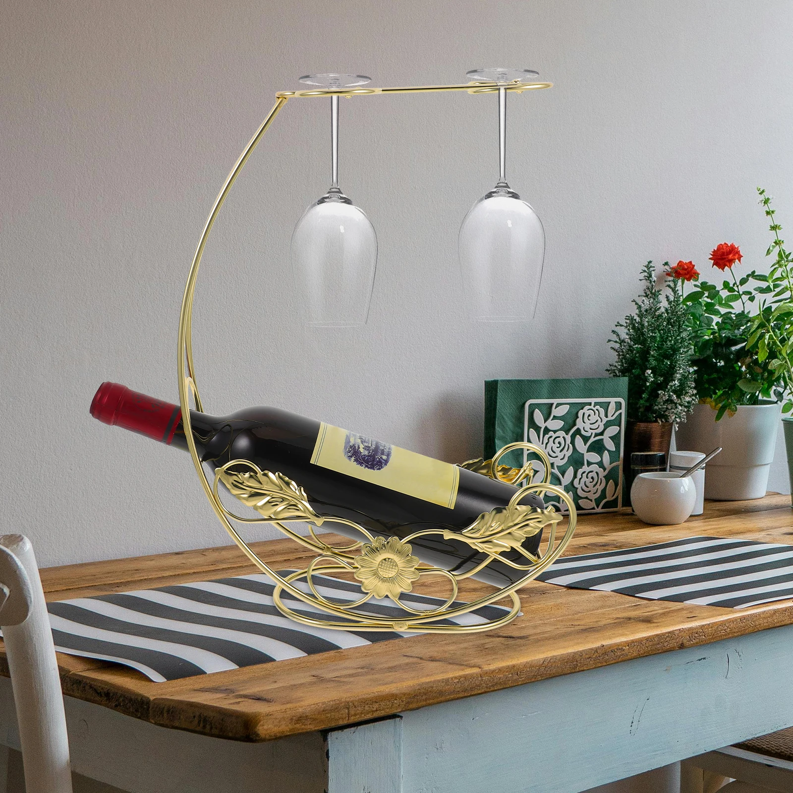 

Upside Down Glass Rack Hanging Cup Holder Golden Storage Hanger Space Saving Design Stemware Display Kitchen Home