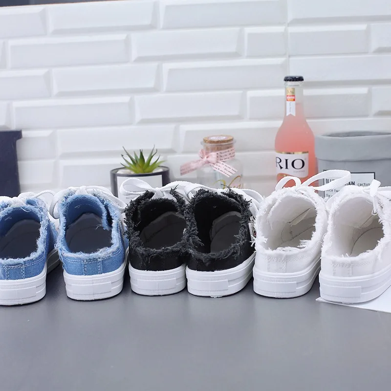 Women Canvas Shoes  New 2023 Spring Summer flat sneakers women casual shoes low upper lace up white shoes