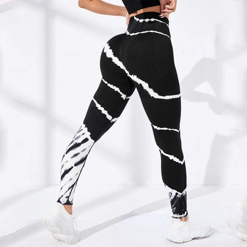 Seamless Striped Leggings Women Sports High Waist Tights Workout Running High Elastic Push Up Butt Fashion Skinny Gym Leggings