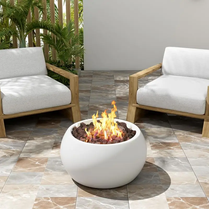 

40,000 BTU Propane Fire Pit Table, White, Outdoor Heating with Tank Cover Not Included