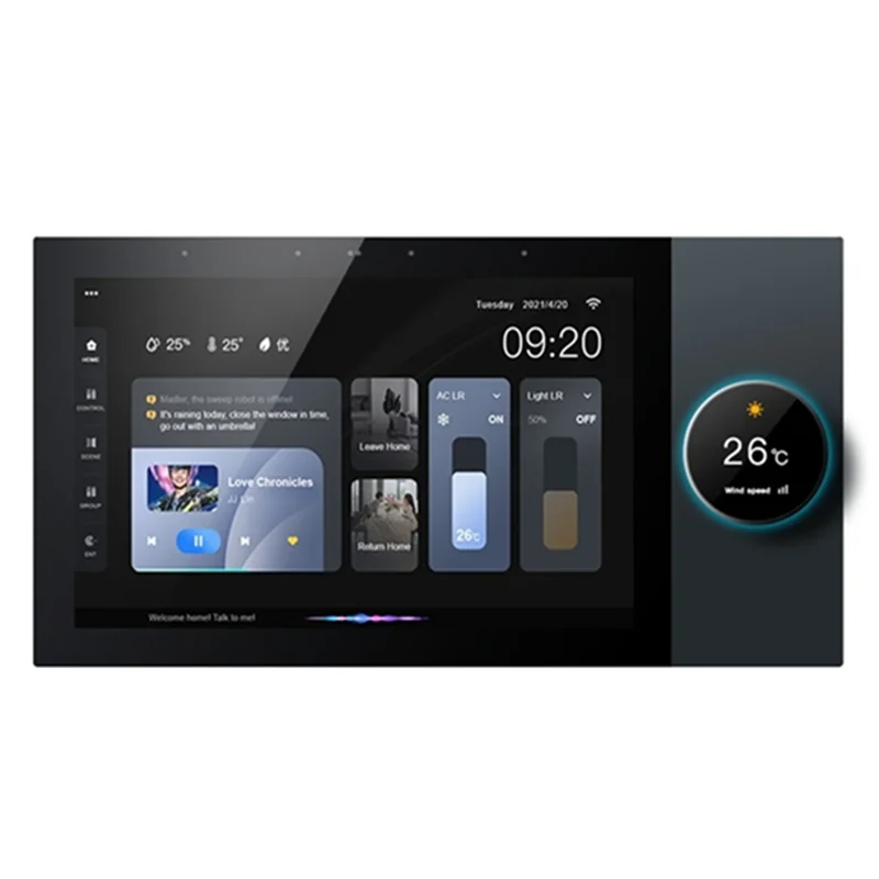 A99E-Tuya Smart Home Control Panel 7 Inch Android 8.1 With Rotary Button Zigbee Hub Wifi Wall Amplifier,For Alexa Voice