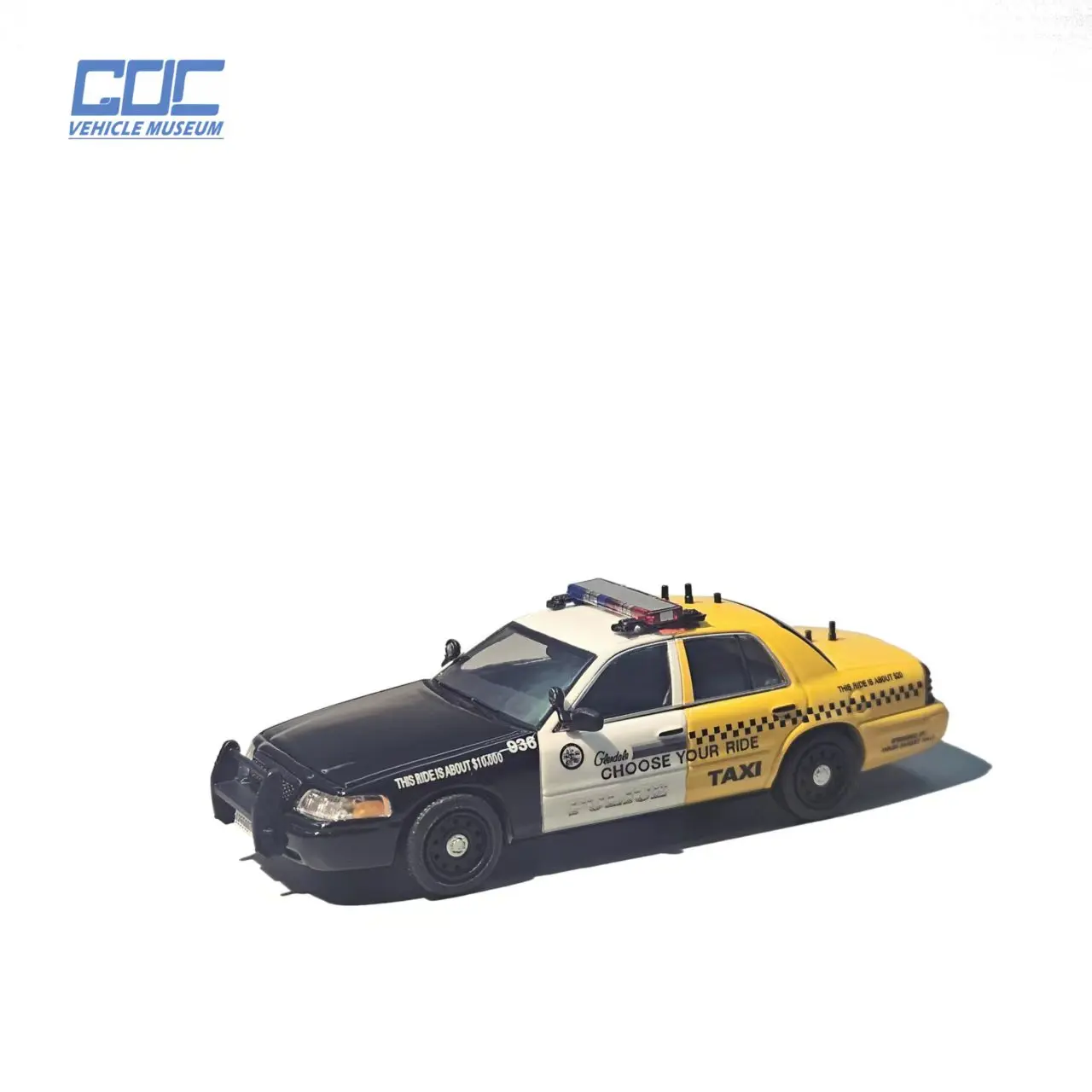 GOC 1:64 Ford Victoria Crown Glendale California Police Alloy Diecast Model Car Collectible Gift
