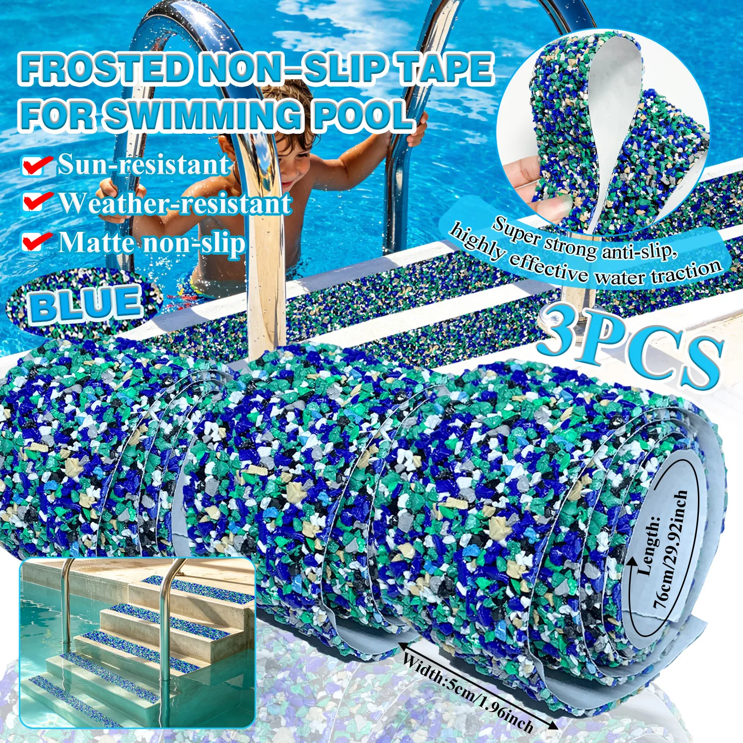 1/2/3/5Pcs Heavy-Duty Non-Slip Rubber TapeHigh Adhesion & Residue-Free Durable and Stable for Indoor/Outdoor Stairs, Pools