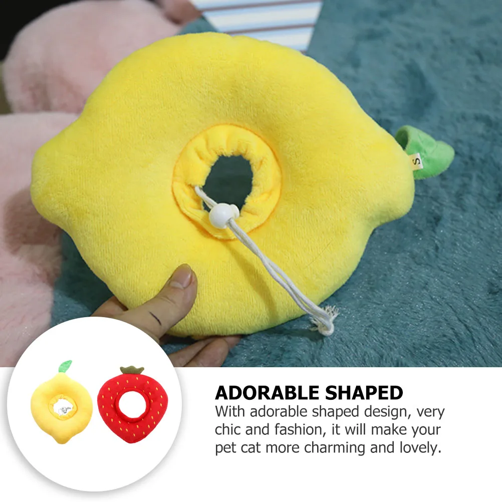 

2Pcs Cat Elizabeth Collar Cone Shaped Neck Protector Comfortable Waterproof Recovery Healing Pet Supplies Lemon Color