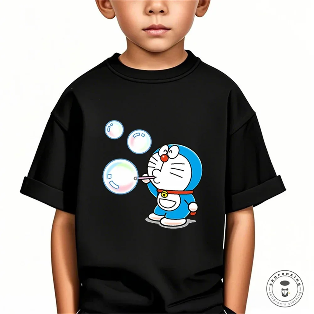 

Kawaii Doraemon Cute Kid T-shirt for Boys and Girls Ages 3-14 Sports Short Sleeved Casual Tops for Summer Parties