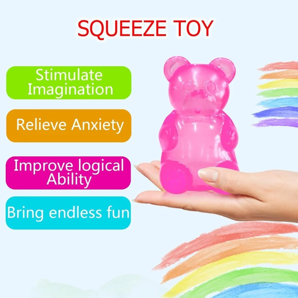 Brinquedo de aperto de urso de goma mole-brinquedos sensoriais de alívio de estresse, squishies macios de recuperação lenta para ansiedade, terapia de mãos