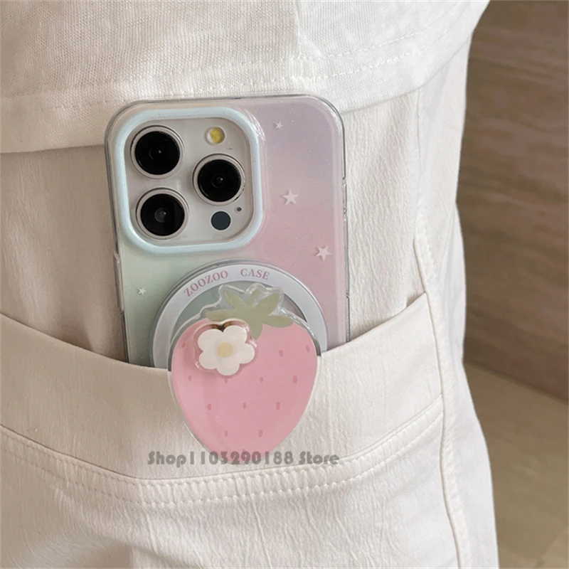 Supporto magnetico coreano carino fiore fragola impugnatura per telefono Tok Griptok supporto per telefono supporto per iPhone Pad Magsafe Smart Tok