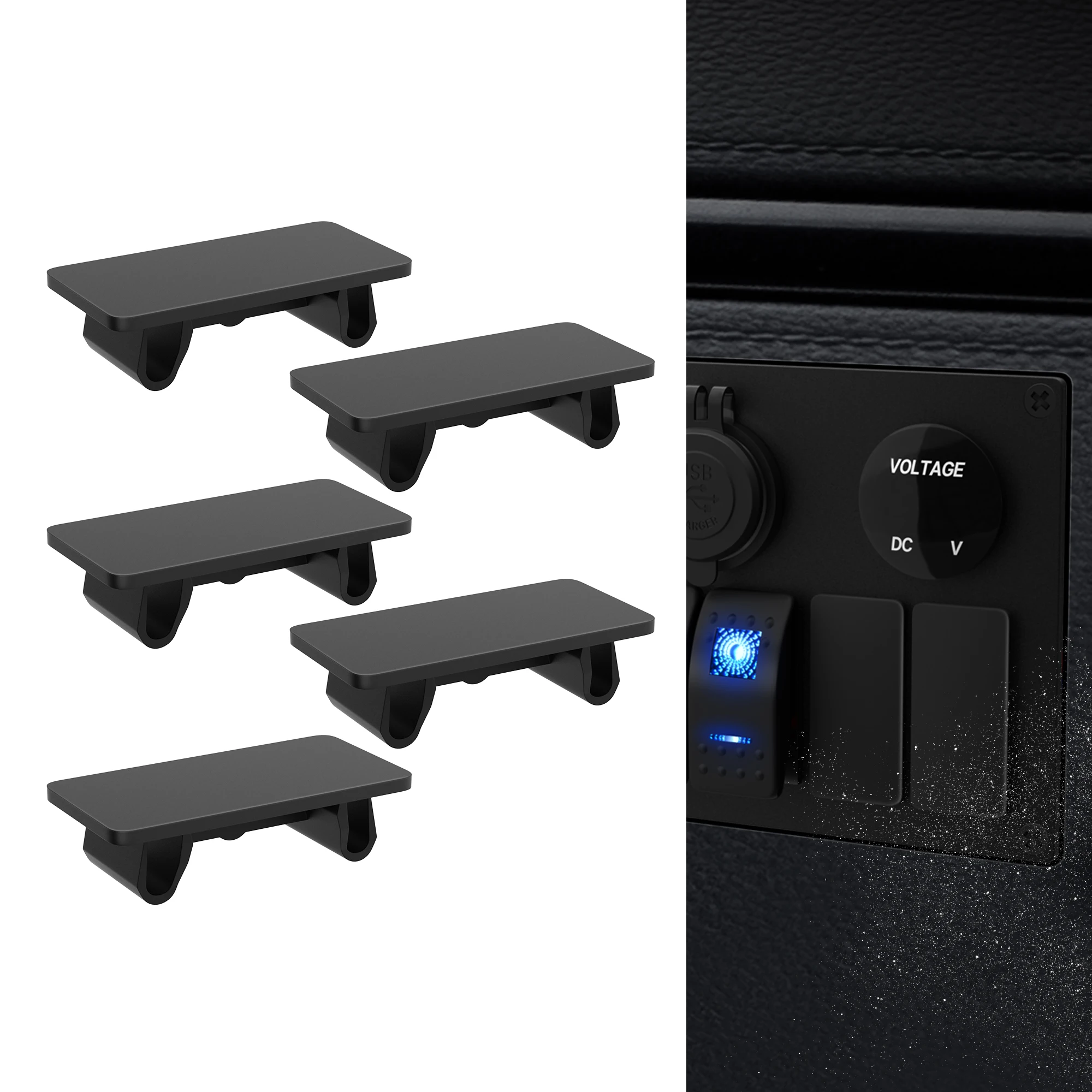 

5PCS Rocker Switch Cover Black Standard Marine Rocker Siwtch Panel Blank Filler for Car Truck Marine Boat